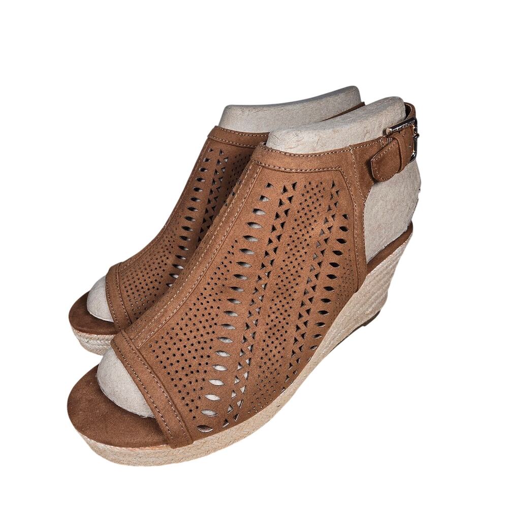NEW Liz Claiborne LC Hanalei Cognac Womens Brown Wedge Heel Suede  Sz 10 - Picture 2 of 9